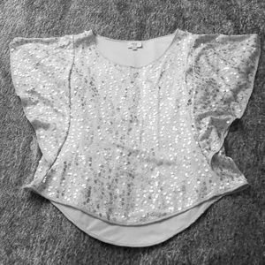 Cream and Gold Sequin Top